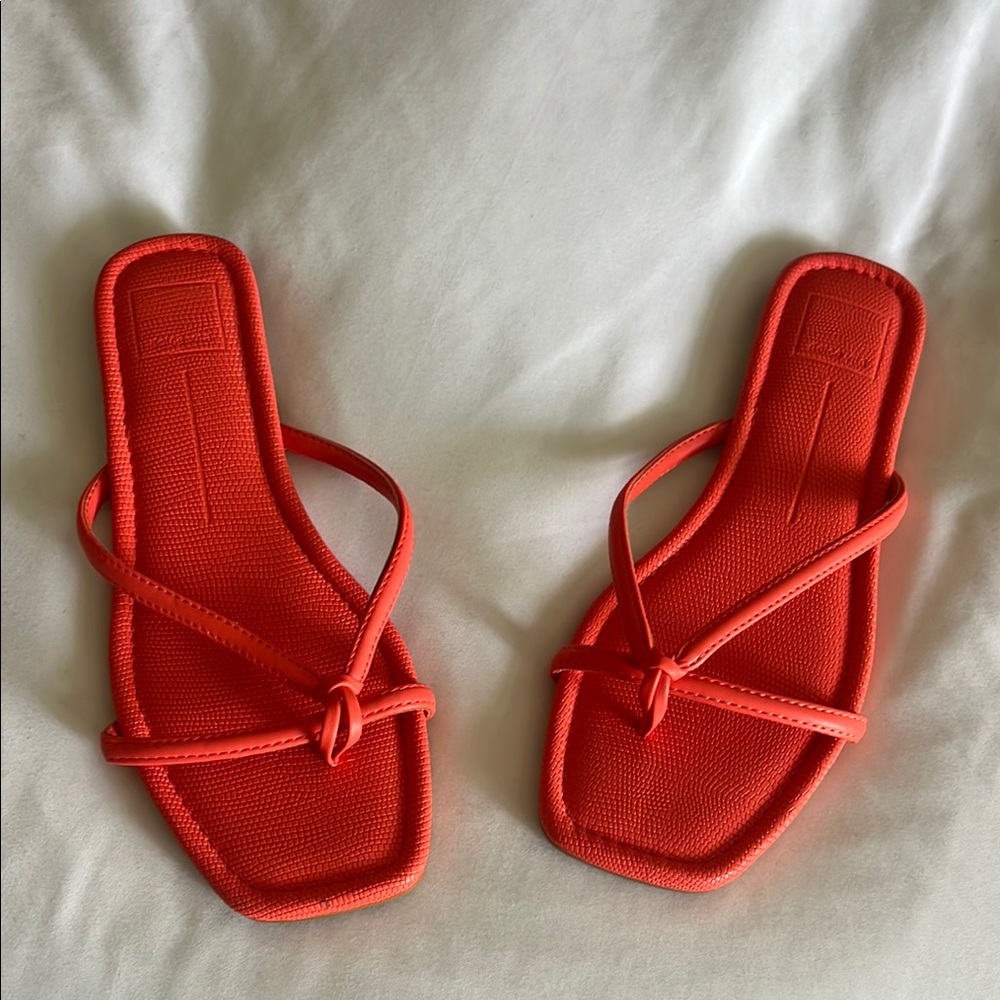 Dolce Vita Red/Orange Sandals with Square Toe and Wide Strap